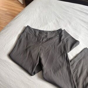 Low-Waist Textured Gray Dress Pants